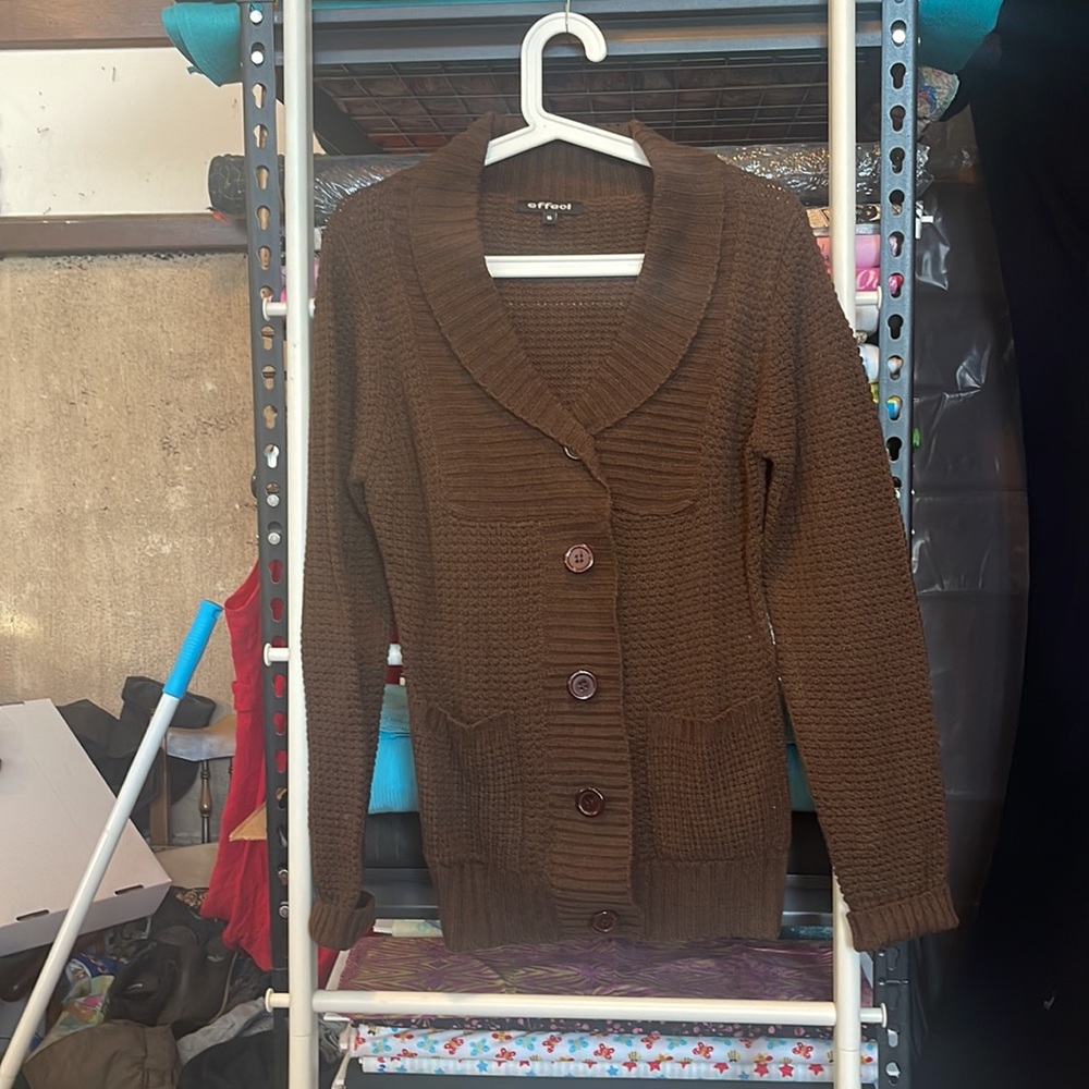 Effect Brown Knit Cardigan